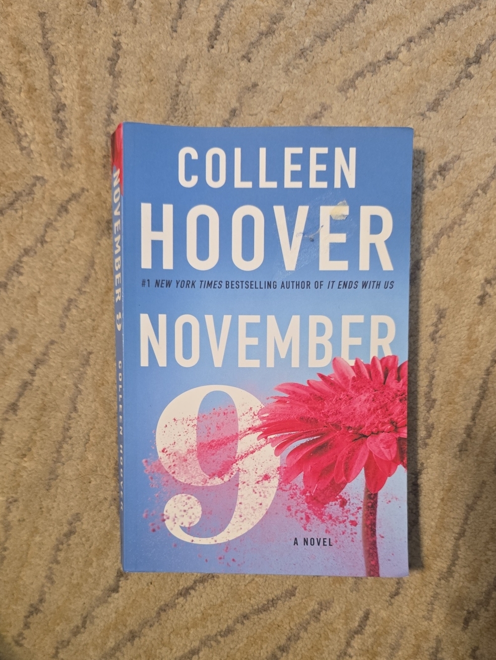 Colleen Hoover "November 9" Paperback - Blue with Pink Flower